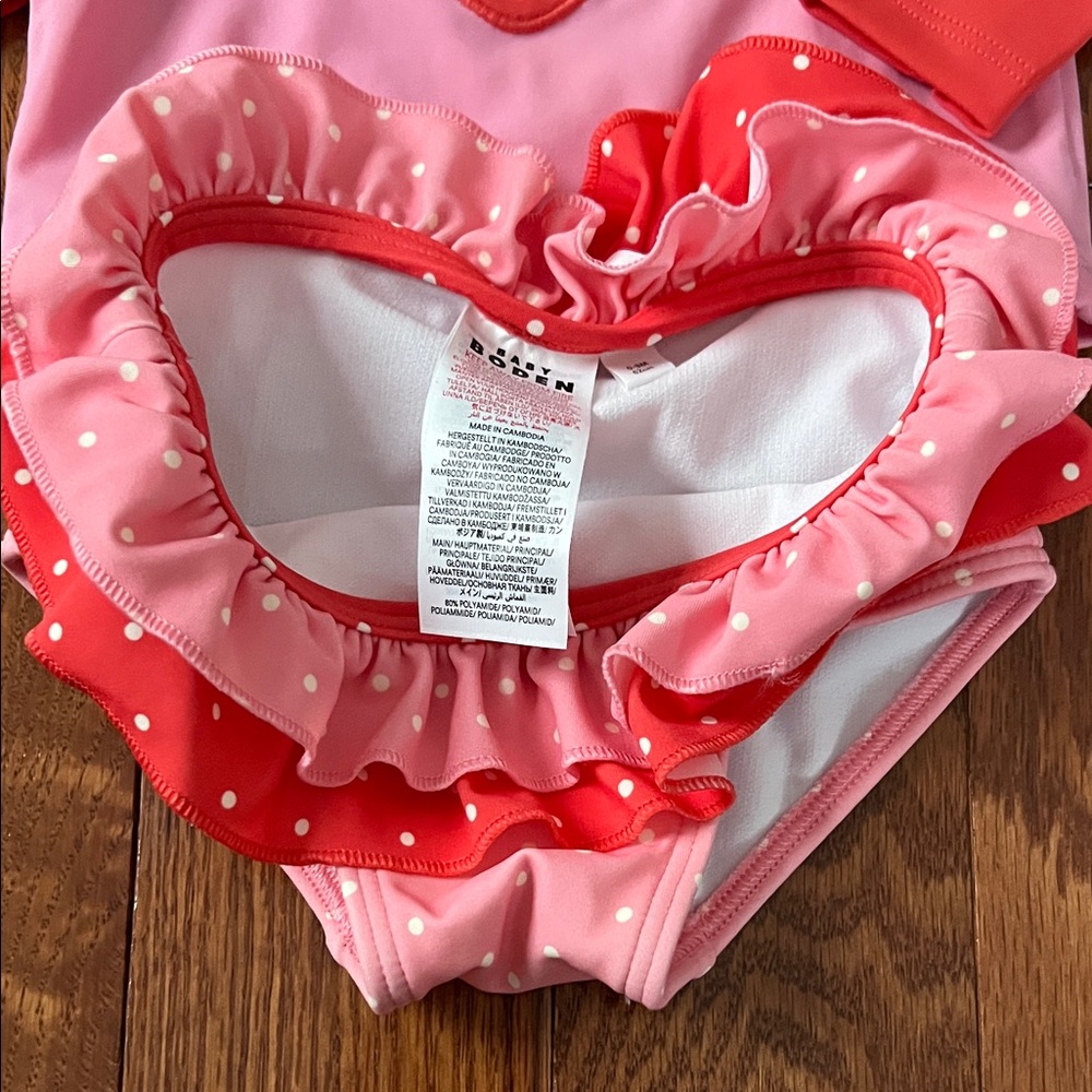 Baby Boden Pink and Red Strawberry Rashguard Set - Picture 2 of 5